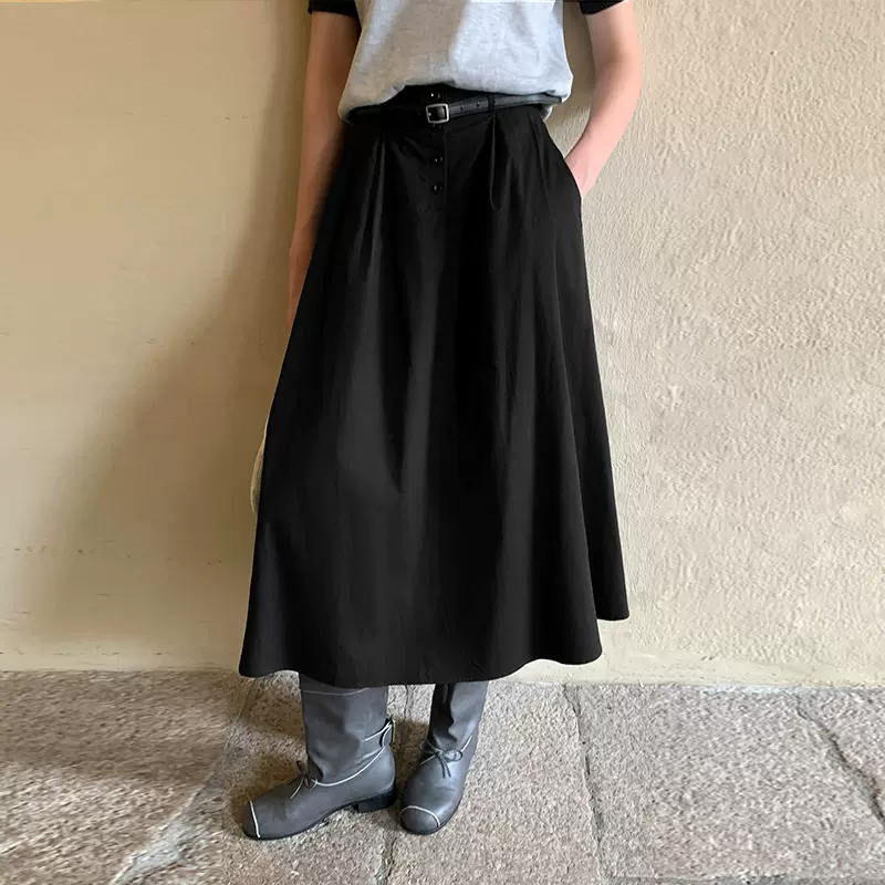 MOXI 十三行女装2025秋季新款韩系半身裙女休闲宽松A字裙长裙子女