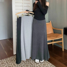 夏季灰色包臀裙半身裙女2025春秋新款复古显瘦高腰坠感遮肉长裙子