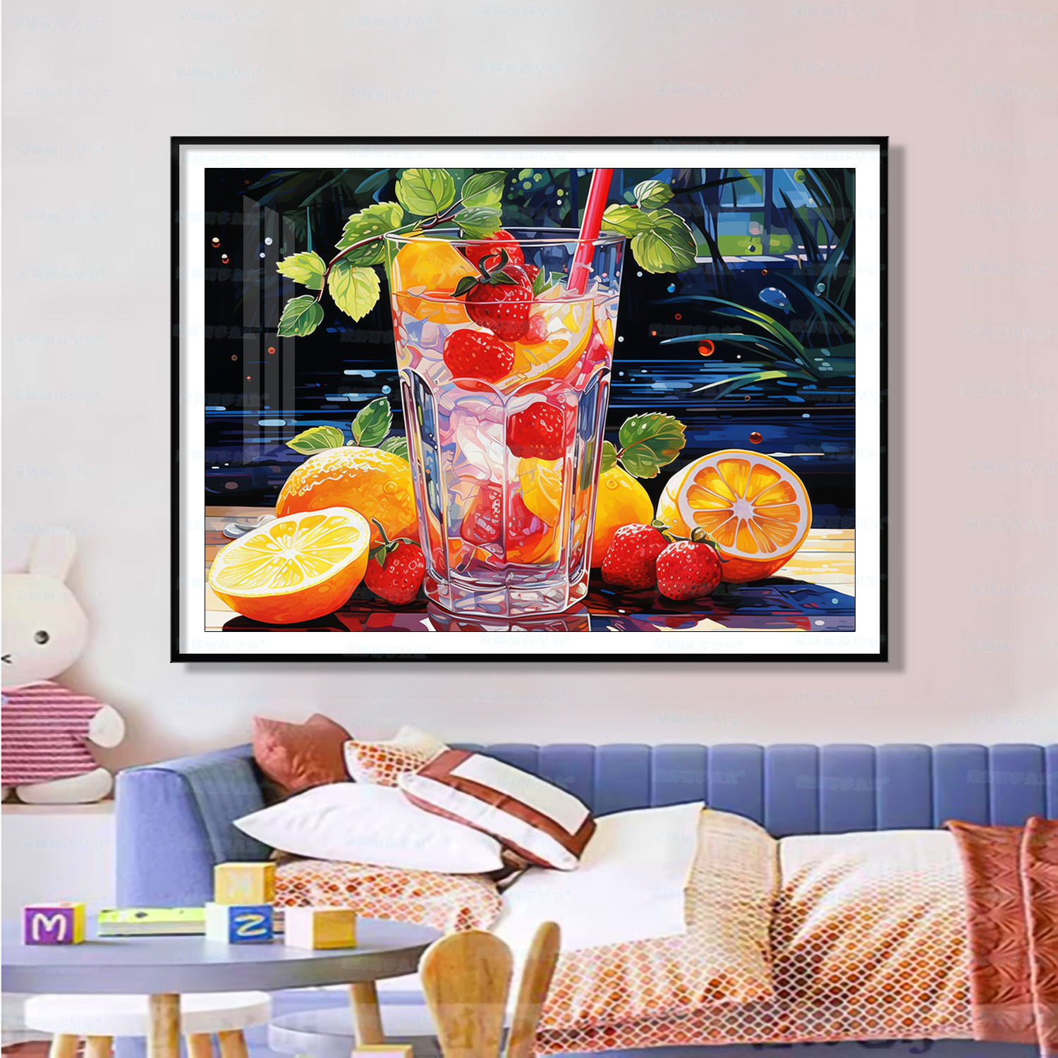 Monalisa real Cruz puntada fruta té nuevo pequeño moderno simple salón decoración Bordado de hilo hecho a mano image 1