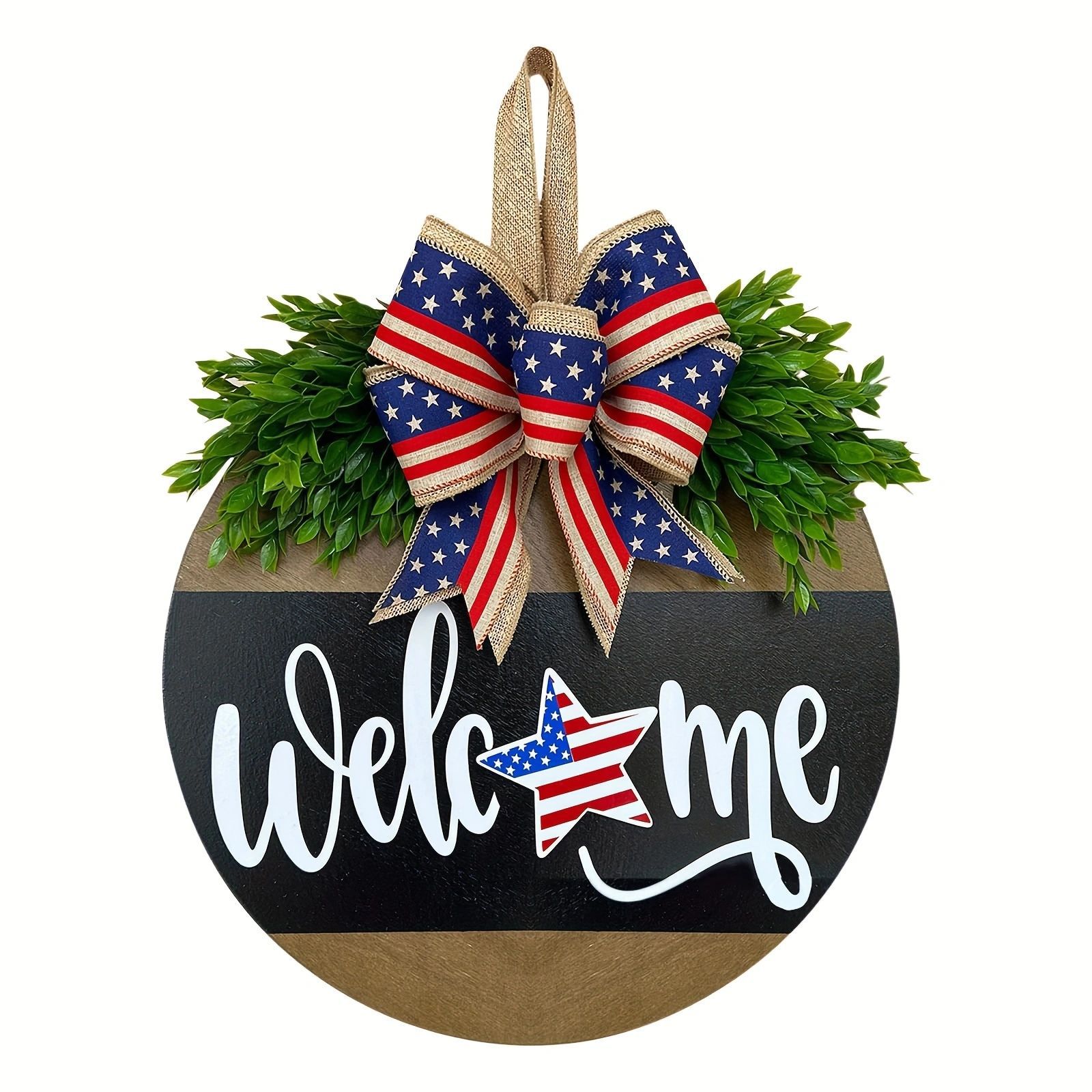 Nuevo día de la independencia de Amazon Estados Unidos decoración de puerta de madera puerta transfronteriza lista