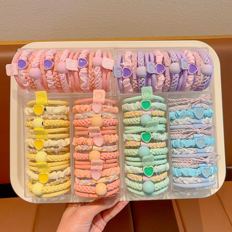 Niños lindos elásticos coreanos simple anillo de cabello cuerda de cabello de cabello de niña bola de cabello cuerda de cabello de cabello no daña cabello