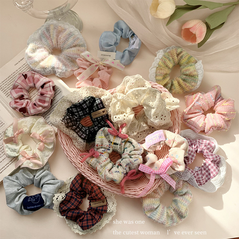 Lace Lace Large Intestinal Hair Loop Girly Style Hair Rope High Elastic Korean Style Cute Hair Ornaments Marubeni Poutail Hair