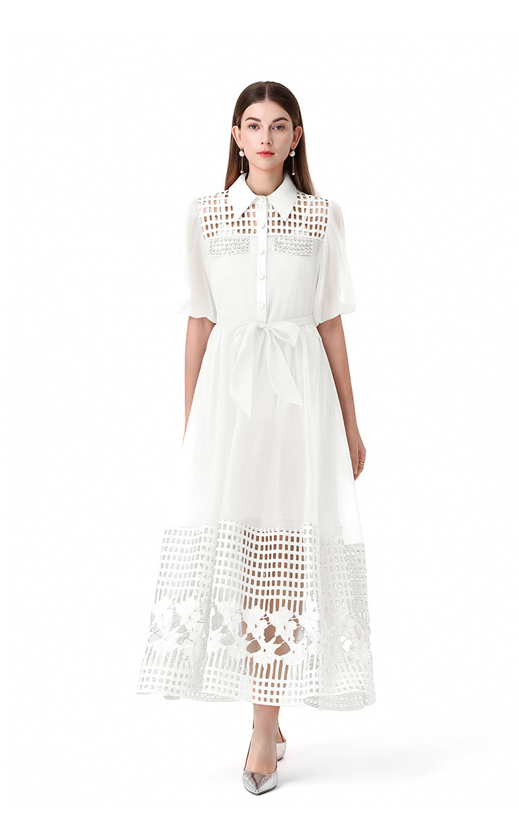 Women's Clothing Elegant Style Tie Waist Short Sleeve Women's Clothing Dress For Formal & Casual For Women_ecoleips.com