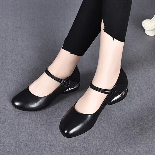 Spring new style shallow cut flat single-layer shoes, women's soft leather and soft sole women's women's round head minococcasin-bean shoes, low-heeled small leather shoes