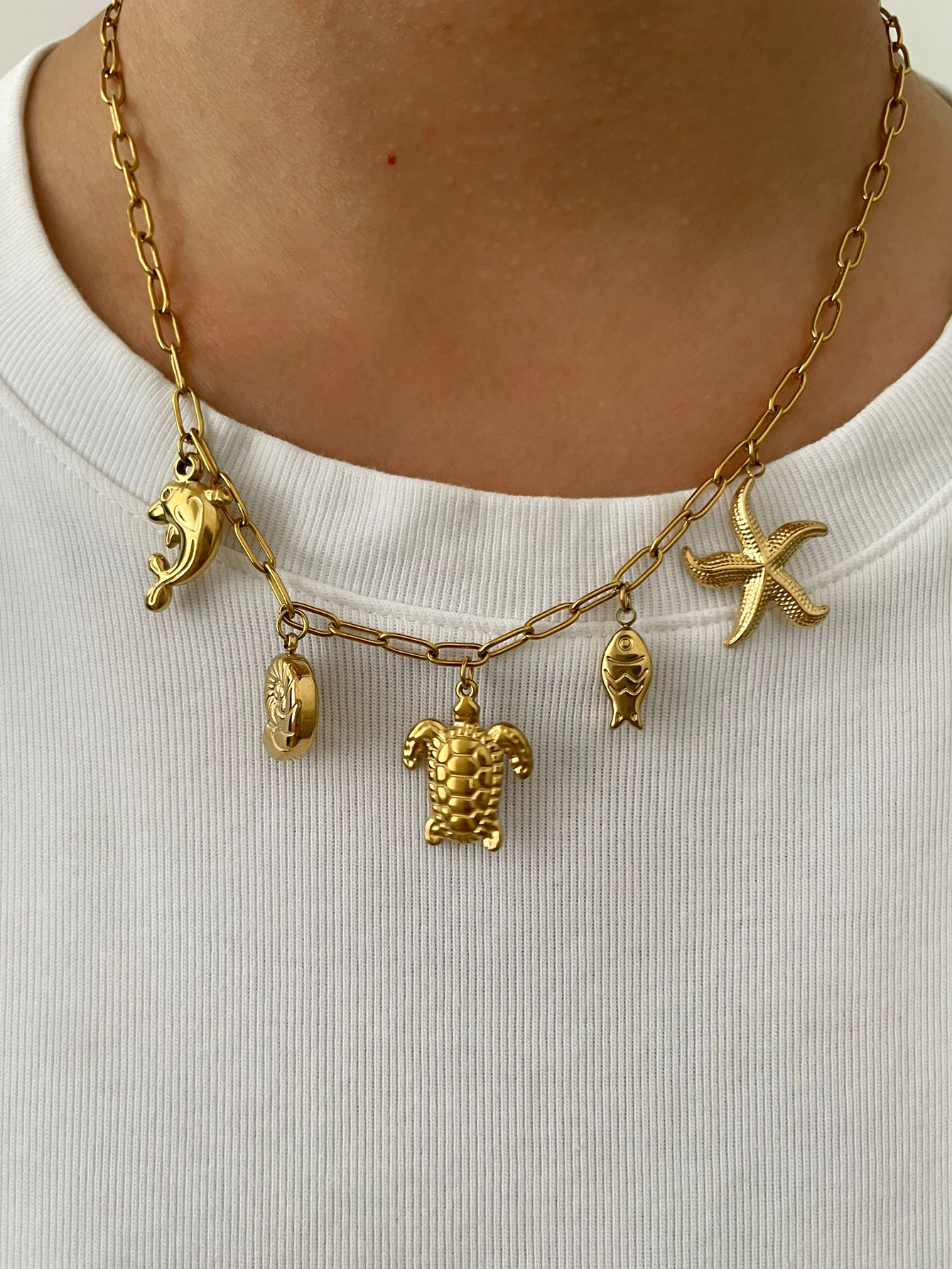 1 Piece Quantity Holiday, Daily Occasion 316L Stainless Steel  Solid Color Waterproof Non Tarnish Surgical Steel Simple Style Classic Style Pendant Necklace For Women's