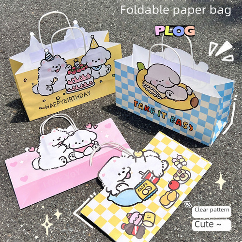 Co-signature Authorization Money Cute Cartoon Puppy Handbag for Girls Shopping Bag Packaging Bag Gift Bag Storage Bag