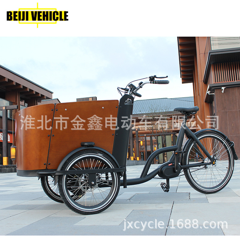 Jxcycle medium-sized electric tricycle children's electric cargo bicycle with wooden box mother and child car