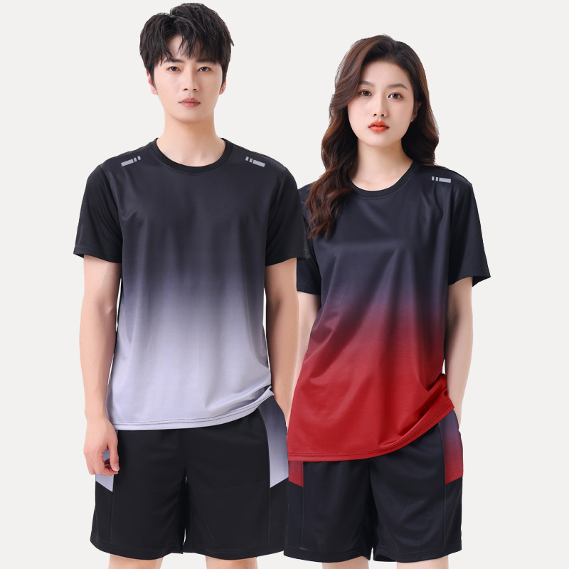 Verano hombre rápido seco deportivo conjunto de moda hombre manga corta camiseta suelta pantalones cortos de gimnasio ropa de entrenamiento para correr