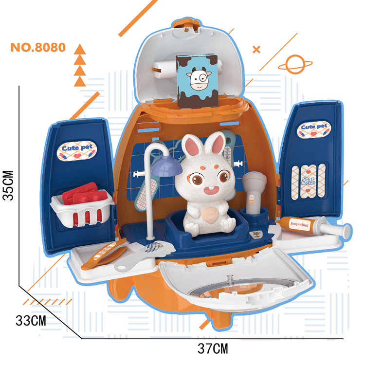El comercio exterior de los niños de simulación de perro mascota vestidor cosméticos traje de juego casa cohete mochila mascota doctor juguete