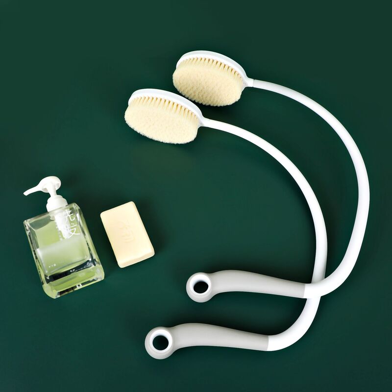 Bath Brush for the Elderly, Curved Handle Bath Brush, Soft Bristle Brush, Auxiliary Brush for the Elderly, Bath Brush for Pregnant Women with Limited Mobility