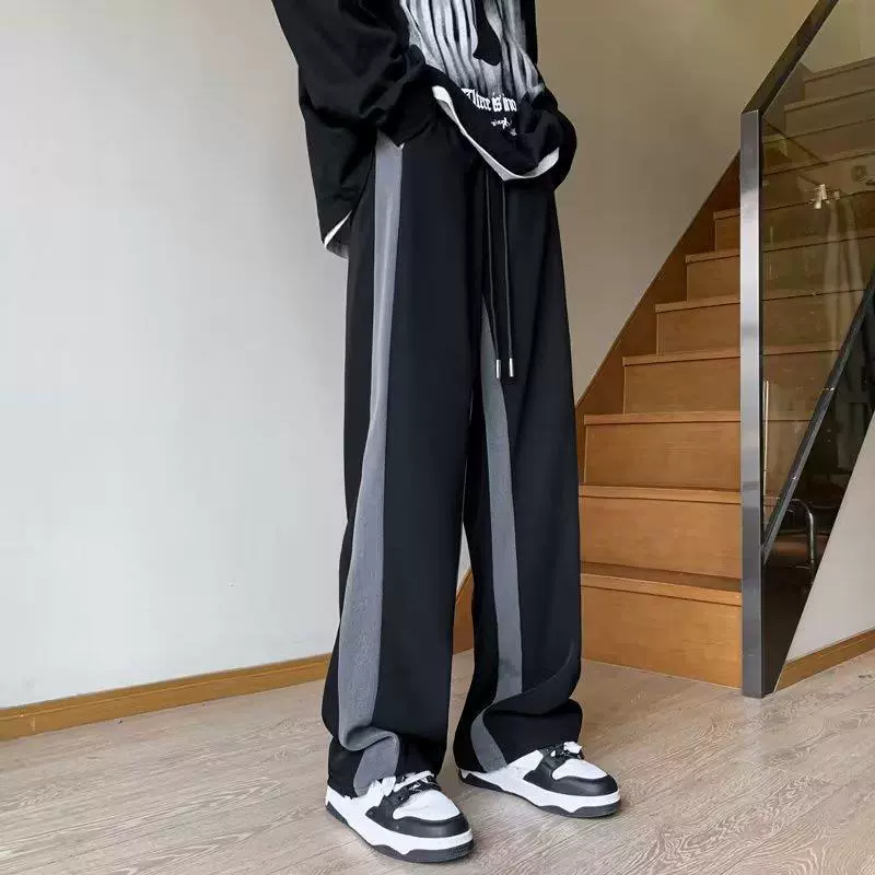 Пешие брюки мужские летние тонкие черные широкие ноги свободные дикие спортивные штаны для мальчиков прямые повседневные брюки красивые