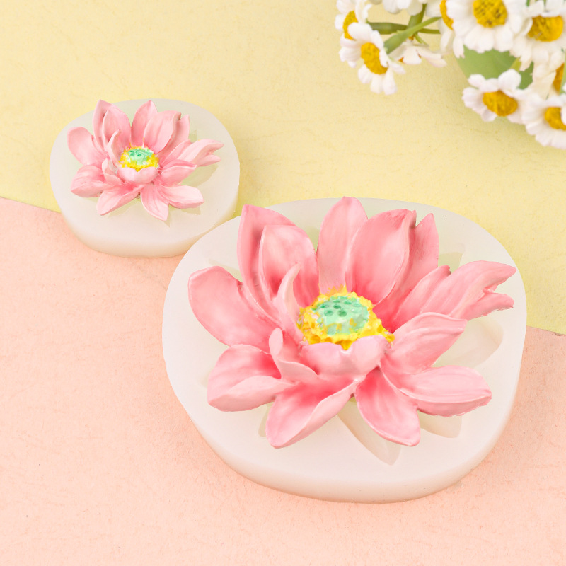 Lotus Lotus Jabón Hecho a mano Forma de yeso Molde de silicona Decoración de epoxi Molde de resina de flor de aromaterapia de coche