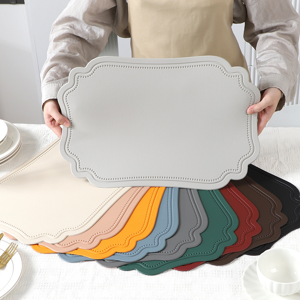 Ventas transfronterizas calientes europeas ins ins ins de cuero en relieve esterilla aislante de escritorio de alta calidad esterilla aislante de tazas resistentes al quemado esterilla de PVC