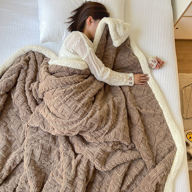 ラムズウールブランケット冬厚みのある昼寝オフィスショールエアコンプラスベルベット小さなブランケットコーラルベルベットソファカバーブランケット|undefined