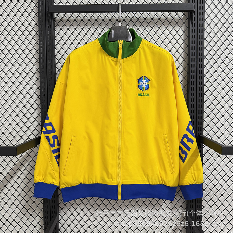 Football Training Jacket Windbreaker with Stand Collar Germany Mexico Brazil Ac Chelsea Paris Inter Milan Cross-Border Wholesale