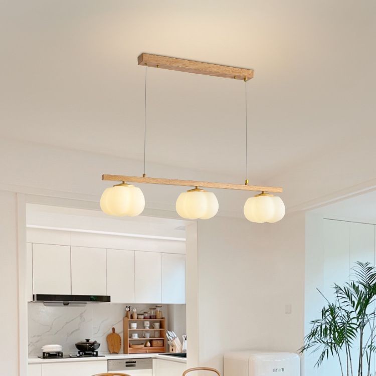 Luz de comedor LED moderna y minimalista de madera larga atmósfera de viento crema lámpara de sala de estar de madera sólida japonesa lámpara de bar
