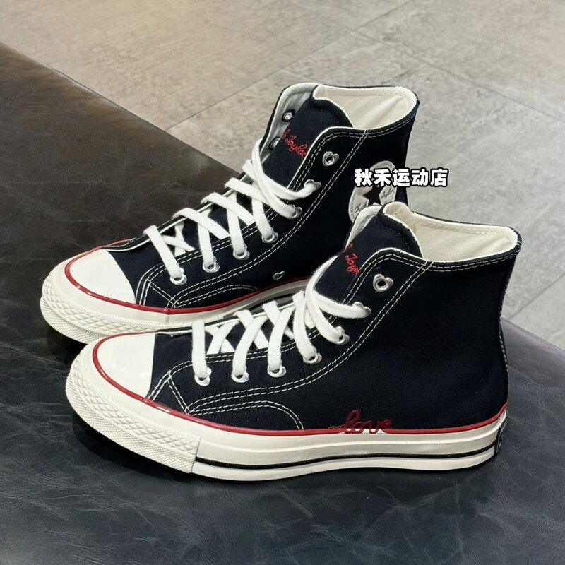 Meiqi Converse 1970S Spring New Collection Beloved Heart Series Valentine's Day Heart High-Top Canvas Shoes A19061C