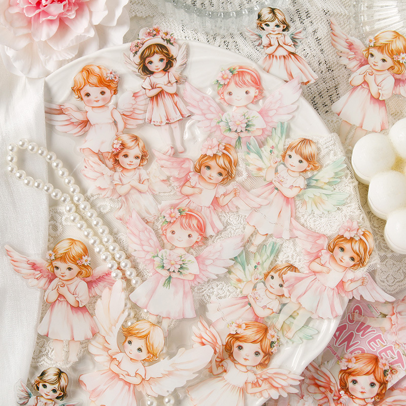 Nube Elf Series Personajes de flores Pet Impermeable Transparente Dian Material de decoración Collage Etiqueta engomada del diario