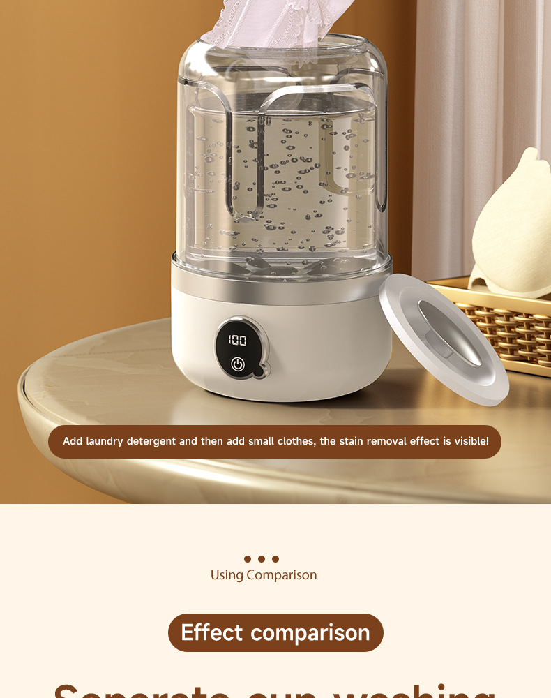 Vollautomatischer, kabelloser, tragbarer Wäschebecher mit Ladefunktion, Mini-Waschmaschine für Unterwäsche und Socken, kleine Waschmaschine, für Reisen und Zuhause_voghion.com