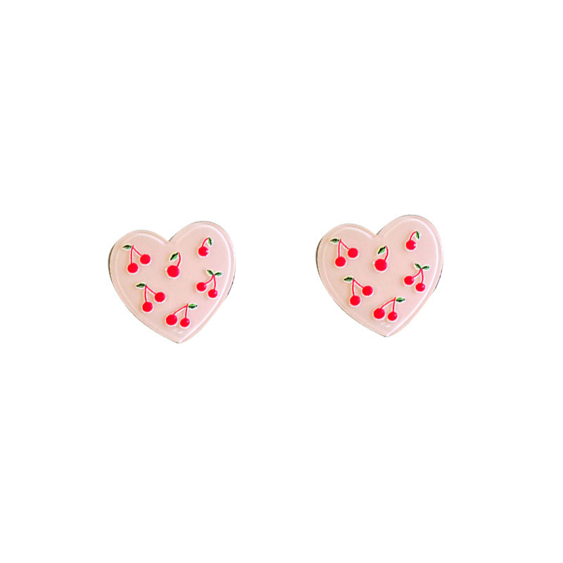 Simple Style Heart Shape Resin Epoxy Drop Earrings Ear Studs 1 Pair display picture 10