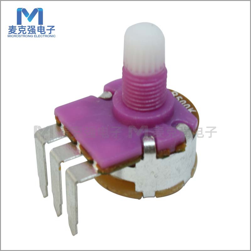 旋转式塑料轴带开关电位器WH160AK-1S-18T 500K B500K柄高15mm