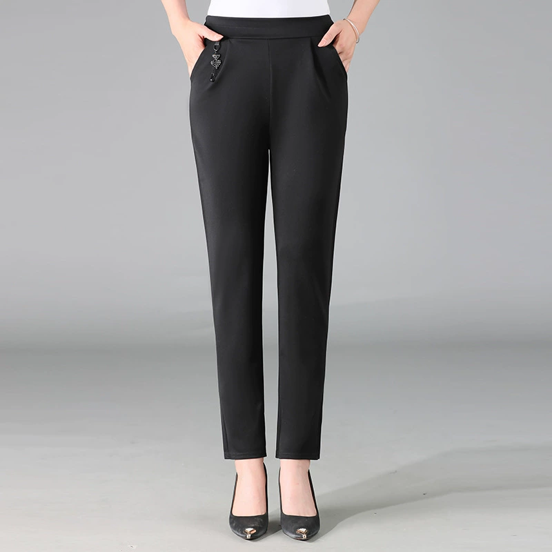 Женские брюки Весна и Осень 2023 Весна Новое поступление Повседневные брюки Женские облегающие универсальные брюки для мам Прямые Костюмные брюки среднего возраста