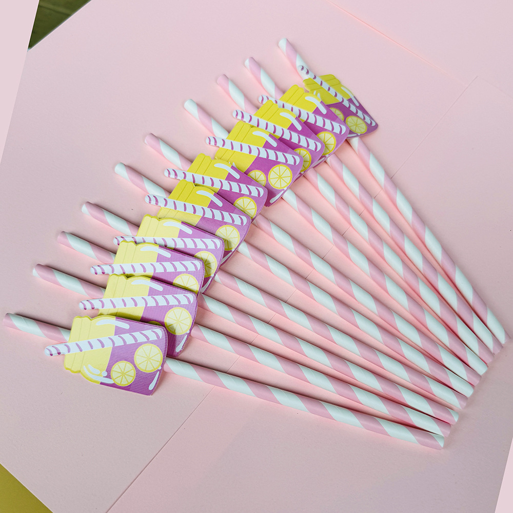 Suministros para fiestas transfronterizas Pajitas de limón de frutas creativas Pajitas de papel desechables Pajitas de bebidas de jugo Spot al por mayor