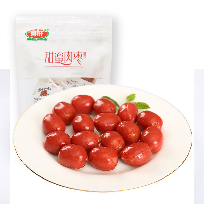 喜旺玫瑰肉枣96g甜味肉枣小香肠办公室即食零食火腿肠肠批发|ms
