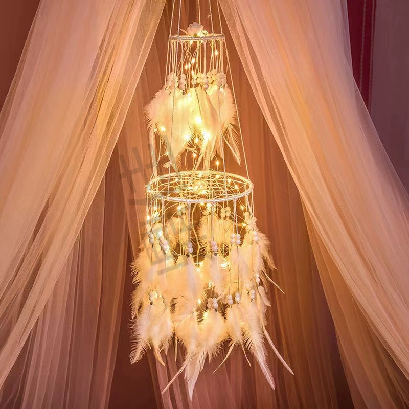 Ловец снов, дорогой подарок на день рождения, креативная подвеска для девчачьей комнаты, украшение в виде колокольчика «сделай сам», готовый продукт с подсветкой.