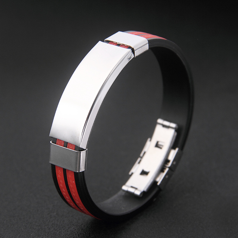 Personalidad de acero de titanio de Europa y América Gran Muralla pulsera de silicona de moda de hombre pulsera de acero inoxidable al por mayor fábrica directa