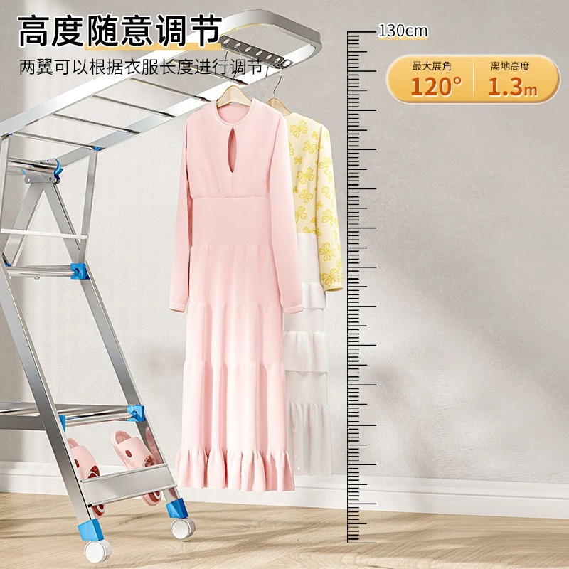 Acero inoxidable plegable percha de ala gruesa móvil percha de secado percha de secado percha de terraza gruesa percha de piso para el hogar