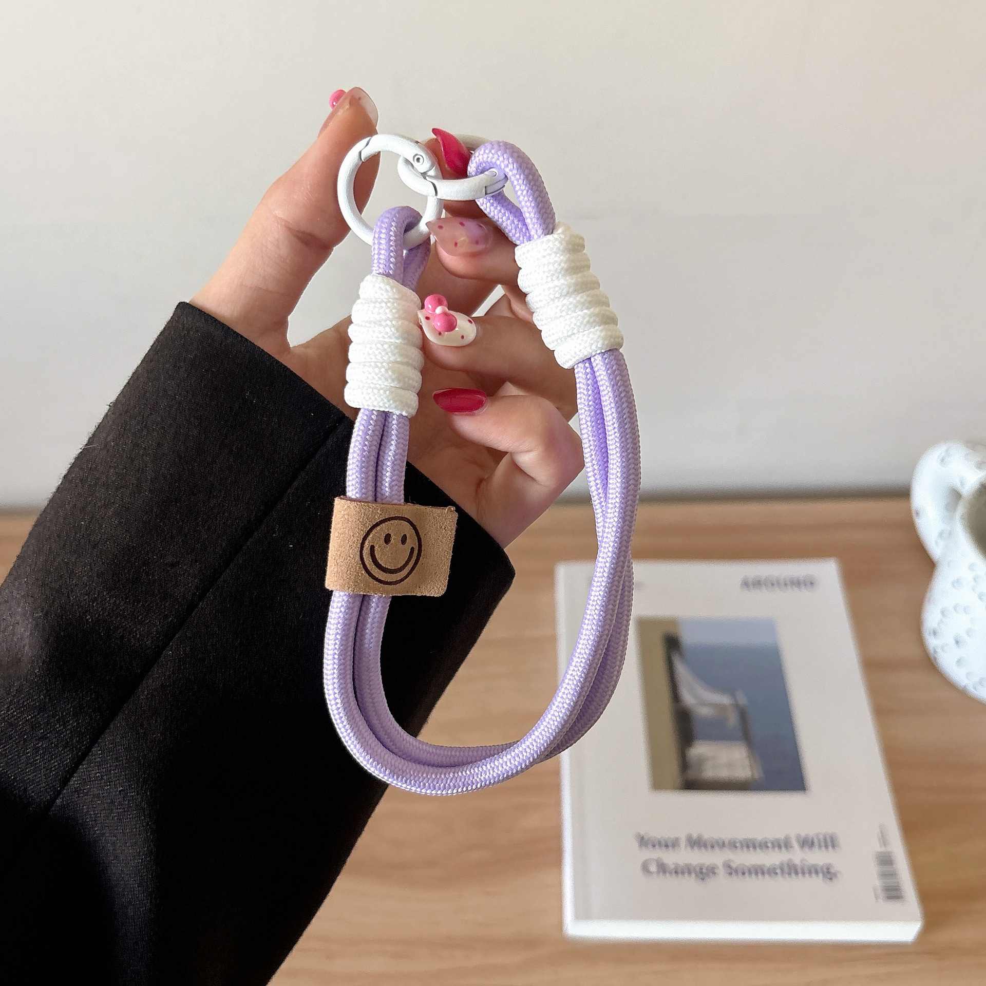 Double ring smiley-purple and white