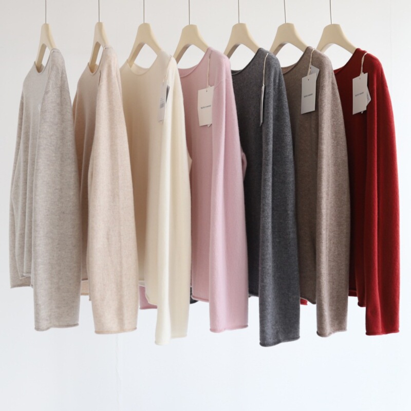 All Wool Simple Roll Collar Loose Long-sleeved Pullover Top Women's Autumn and Winter New Thick Inner Top