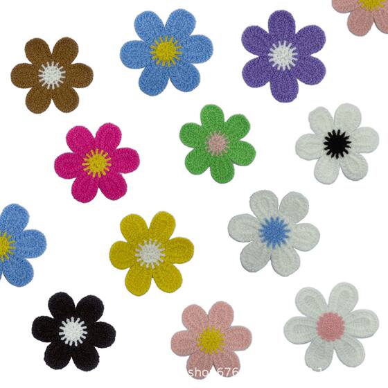 Macaron Color Hook Imitation Cashmere Towel Water Soluble Embroidered Sweater Sweater Children's Hair Accessories Garment Accessories Applique