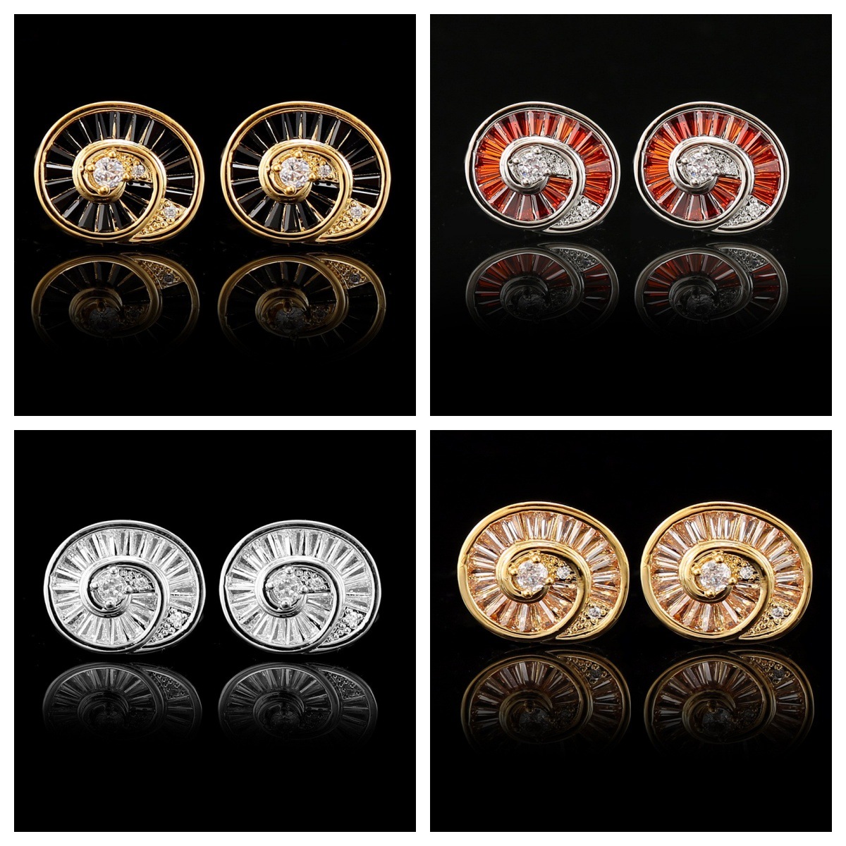 Cufflinks men's light luxury women's spiral full diamond zircon French shirt gem diamond cufflinks suit accessories cross-border