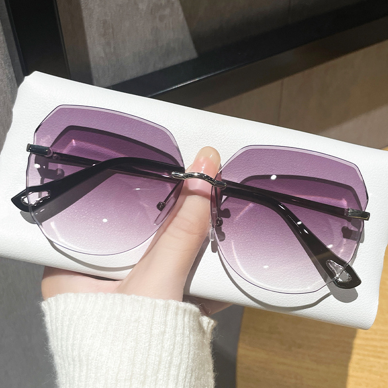 2025 new frameless edge-cut copper frame fine sculpture sunglasses…
