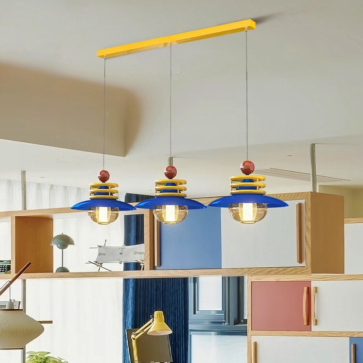Creative and personalized bar counter, island table, dopamine dining table, swing arm chandelier, Memphis-style colorful children's room eye-protecting ceiling light