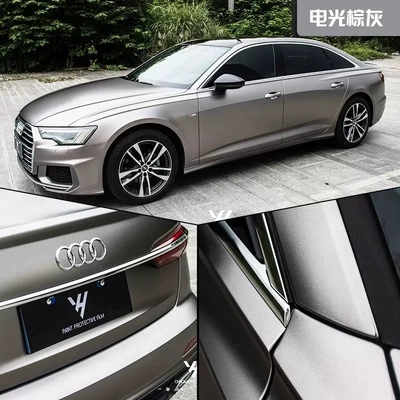 High-end PET electro-optical metallic brown-gray car color change film, scratch-resistant, for full car modification and new energy vehicle wrapping (Auto Color Change Film) - pet-electric-light-brown-gray-double-layer-152m-x-17m