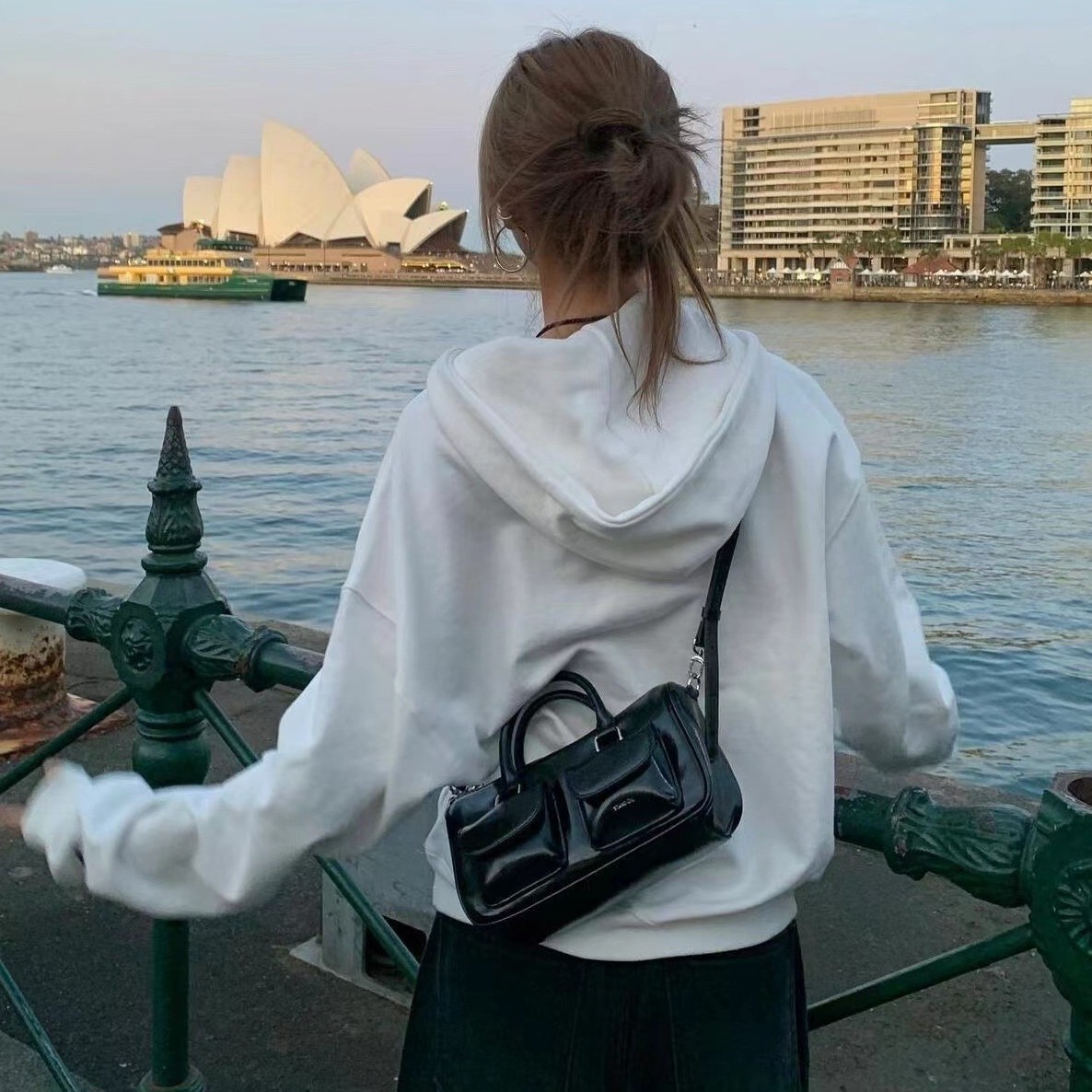 한국 스탠드 오일 스타 STANDOIL 짧은 손잡이 볼링 백 보스턴 크로스 바디 핸드백