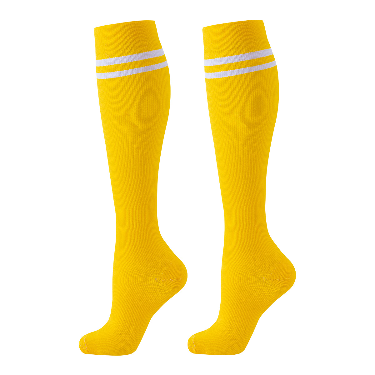 Medias de compresión de dos barras de color sólido, medias de compresión de fábrica