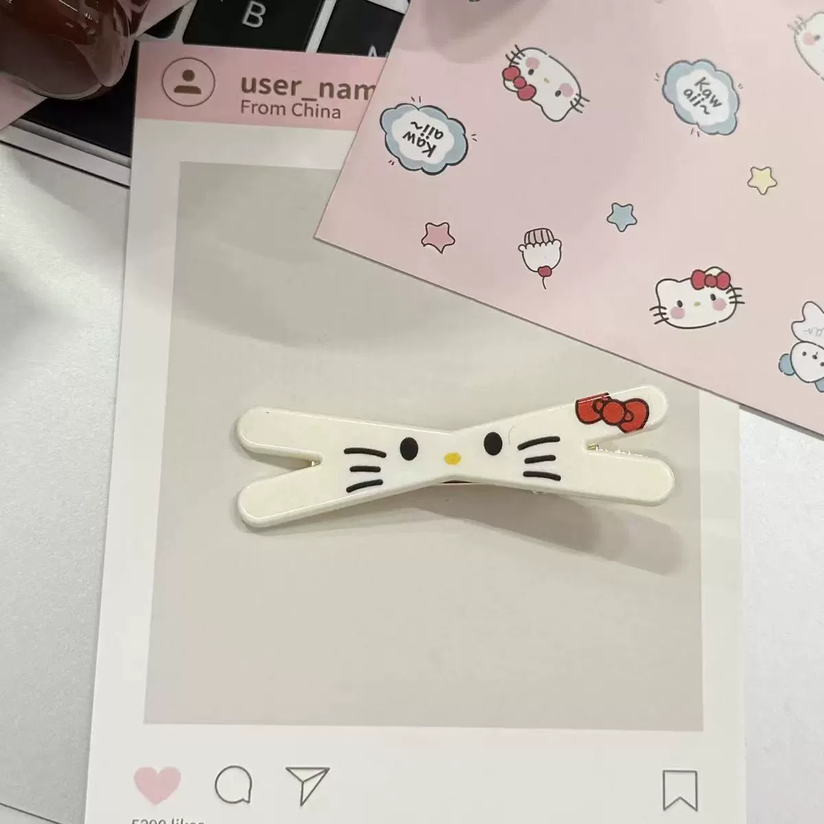 Милые мультяшные заколки для волос, 5 цветов, в стиле Hello Kitty, лёгкие 0,01 кг