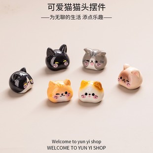Cute cartoon cat head animal micro landscape creative DIY gardening landscaping accessories mini small ornaments