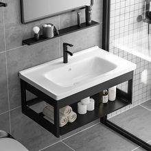 挂墙式洗脸盆卫生间阳台洗漱台池简易小户型家用壁挂式陶瓷洗手盆