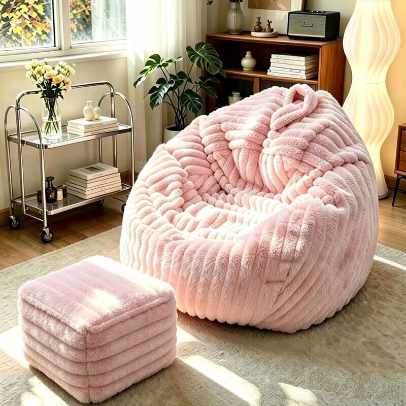 Comfortable beanbag chair, perfect for lounging and sleeping; faux rabbit fur, ideal for girls; small size, suitable for small apartments; a relaxing and comfortable chair for lazy days Comfortable beanbag chair, perfect for lounging and sleeping; faux rabbit fur, ideal for girls; small size, suitable for small apartments; a relaxing and comfortable chair for lazy days