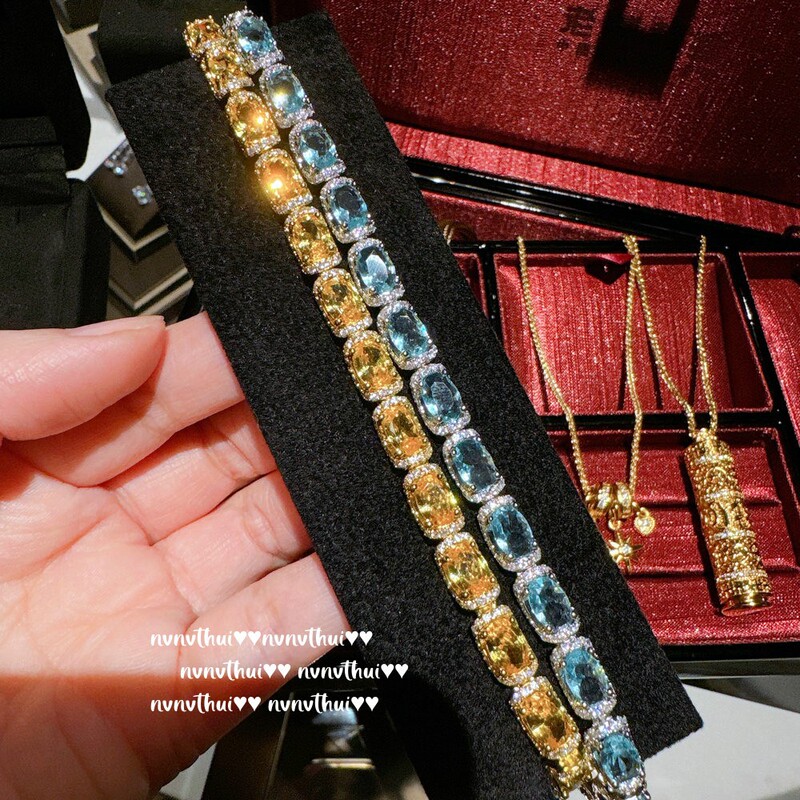 Italian Vintage Topa Sapphire Bracelet Vintage Plated 18K Gold Twilight Yellow Petal Zircon Bracelet