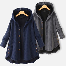 时尚女士棉袄连帽中长款外套跨境女装厂家批发秋冬休闲保暖棉袄