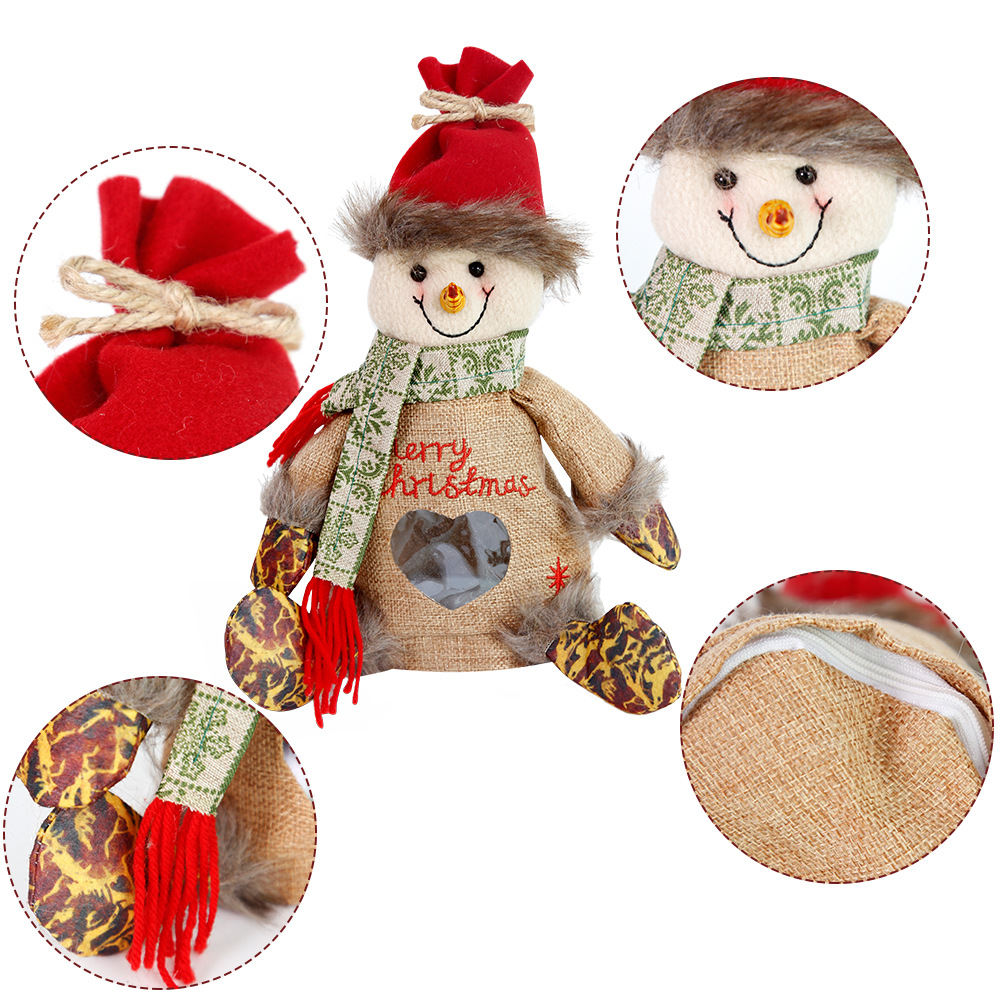 Decoraciones navideñas de terciopelo bolsas de manzanas muñecas bolsas de regalo navideñas de dibujos animados bolsas de dulces transparentes adornos