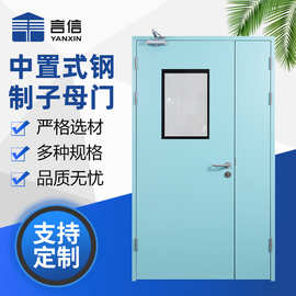 中置式钢制子母门 厂家供应车间净化门手术室中置式钢制子母门