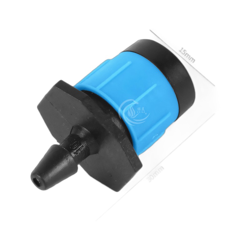 Cabecera de goteo ajustable azul con anillo de goma que puede cerrar 360 grados de riego por goteo por pulverización