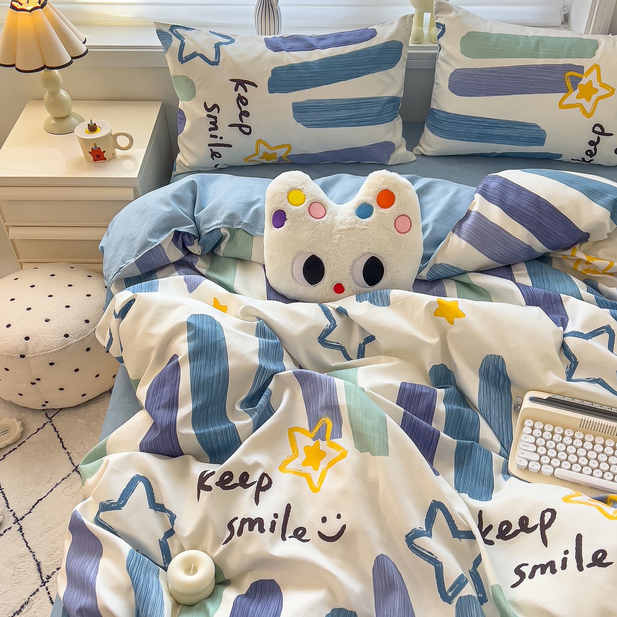 ins dormir desnudo cuatro piezas de sábanas de algodón imitación cubierta madre y bebé clase A dormitorio tres piezas de ropa de cama regalo